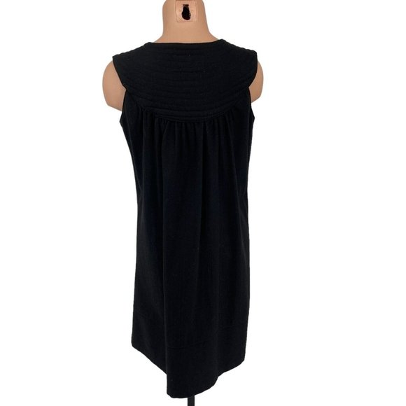 BB Dakota Ruched Neck Wool Shift Dress sz Medium w/ Pockets Sleeveless Black - Picture 3 of 6